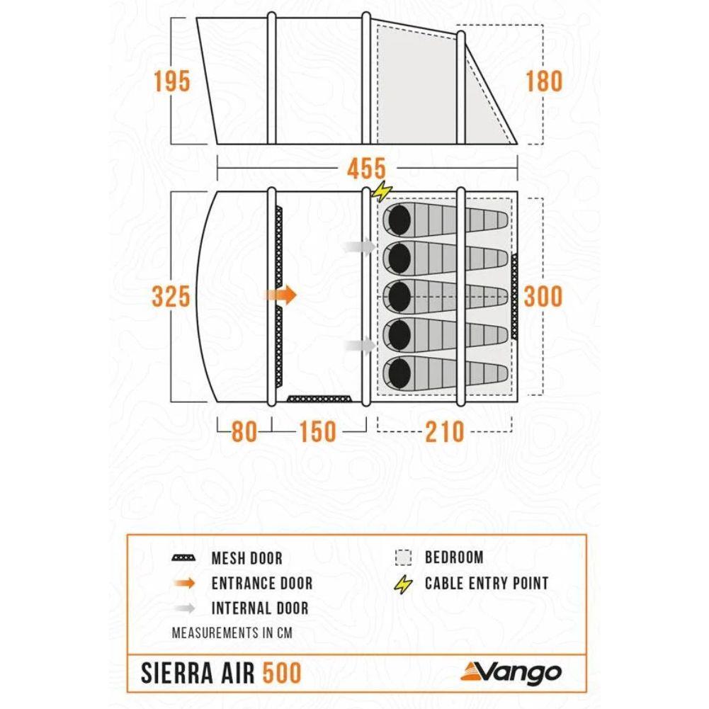 Vango Sierra Air 500 - 5-Man Tent (Deep Blue) diagram