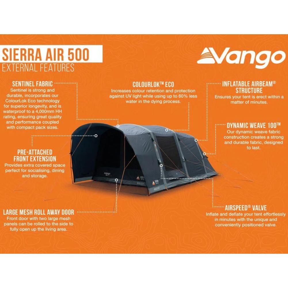 Vango Sierra Air 500 - 5-Man Tent (Deep Blue) info