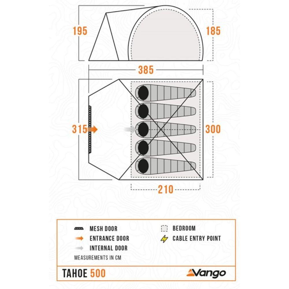 Vango Tahoe 500 Tent - 5-Man Tent (Deep Blue)