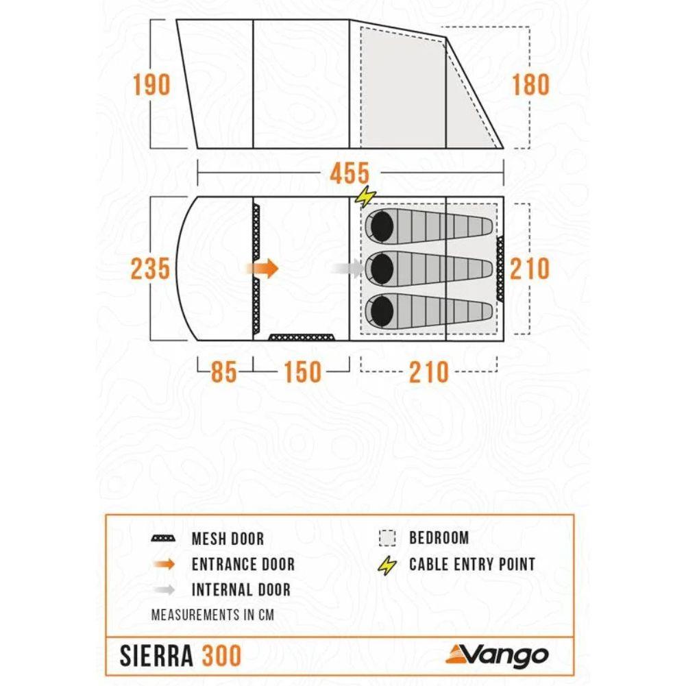 Vango Sierra 300 - 3-Man Tent (Deep Blue) diagram