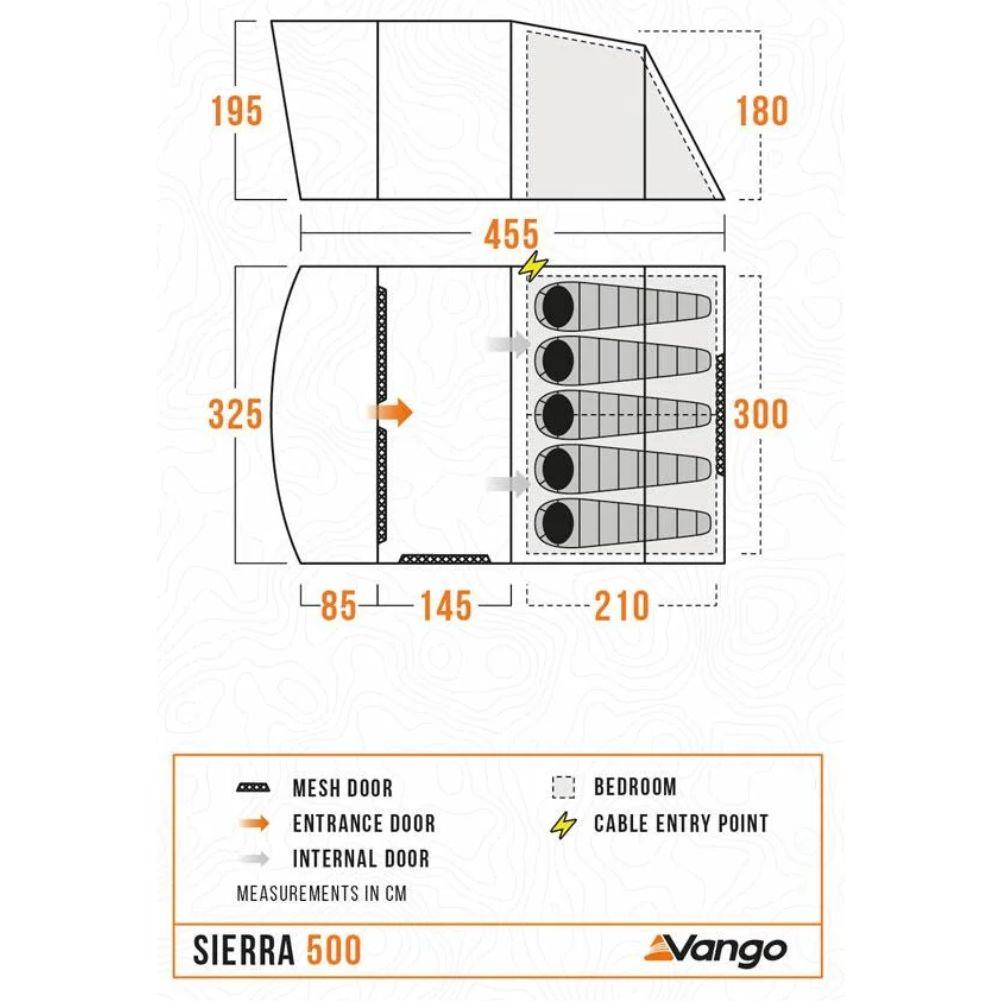 Vango Sierra 500 - 5-Man Tent (Deep Blue) diagram
