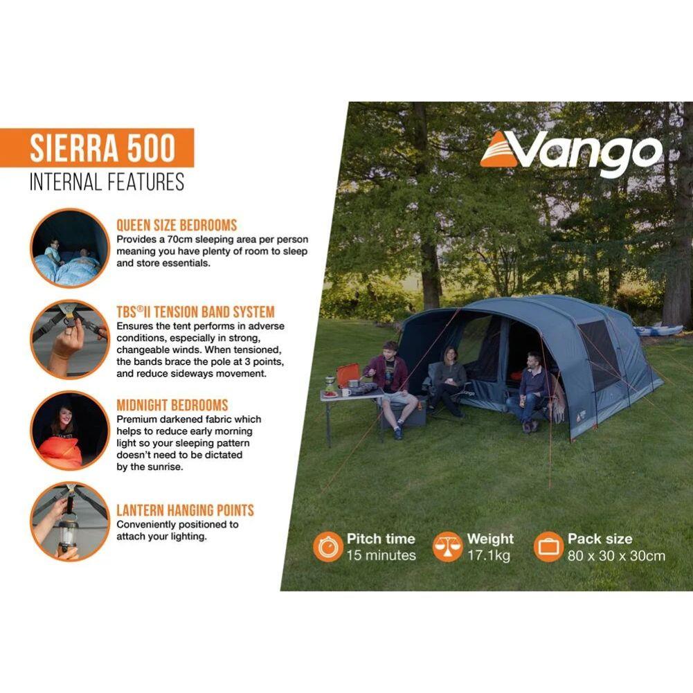 Vango Sierra 500 - 5-Man Tent (Deep Blue) info more