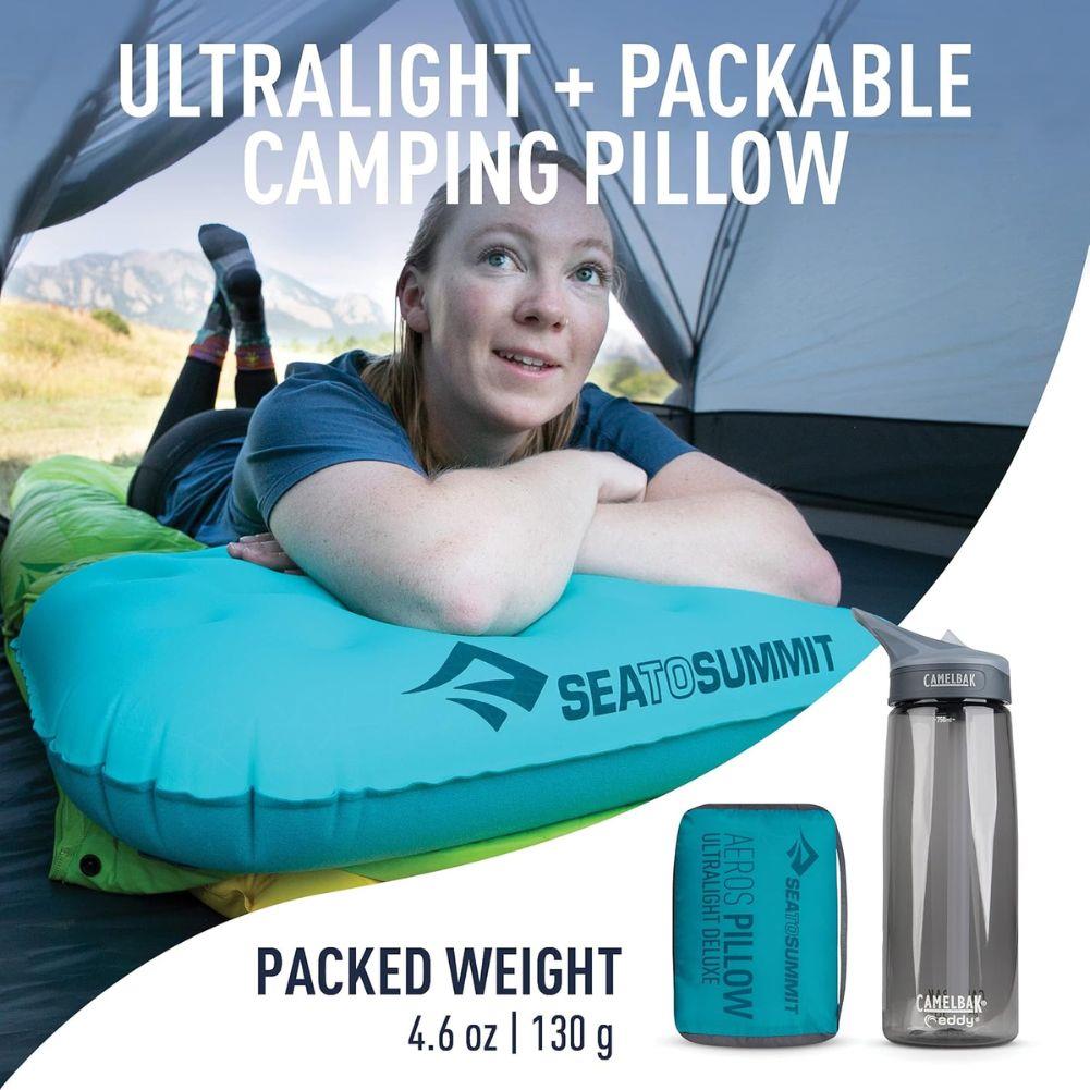 Sea to Summit Aeros Ultralight Pillow Deluxe (Aqua) packedweight