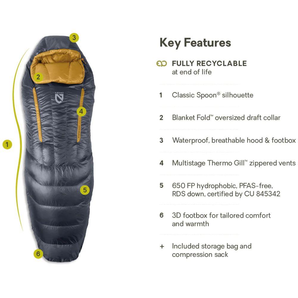 Nemo Equipment Men's Disco Endless Promise Down Sleeping Bag (Ombre Blue) Information