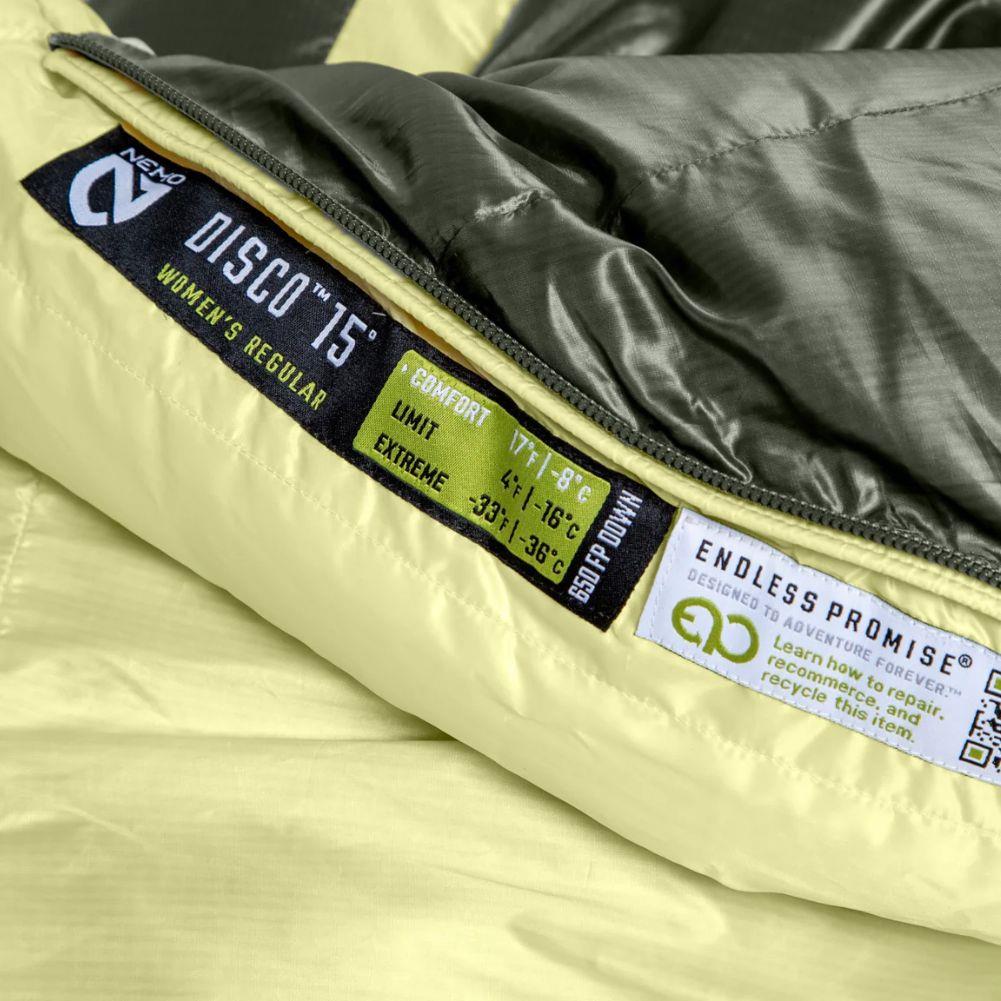 Nemo Equipment Disco Women&#39;s Endless Promise 15°F Regular Down Sleeping Bag (Boreal) Tag