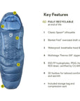 Nemo Equipment Women's Disco Endless Promise 30°F Regular Down Sleeping Bag (Blue Horizon) Info