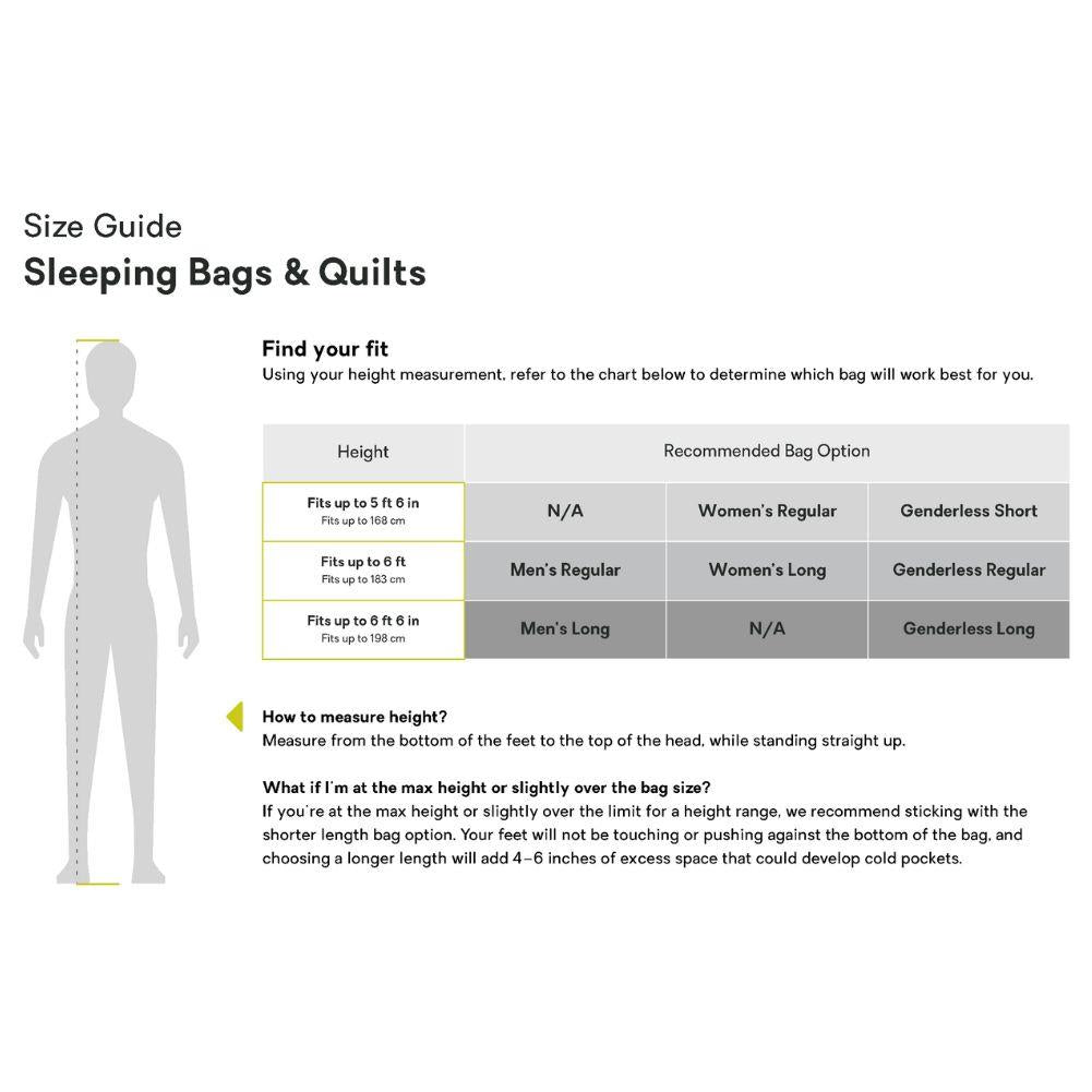 Nemo Equipment Women&#39;s Disco Endless Promise 30°F Regular Down Sleeping Bag (Blue Horizon) Size Guide