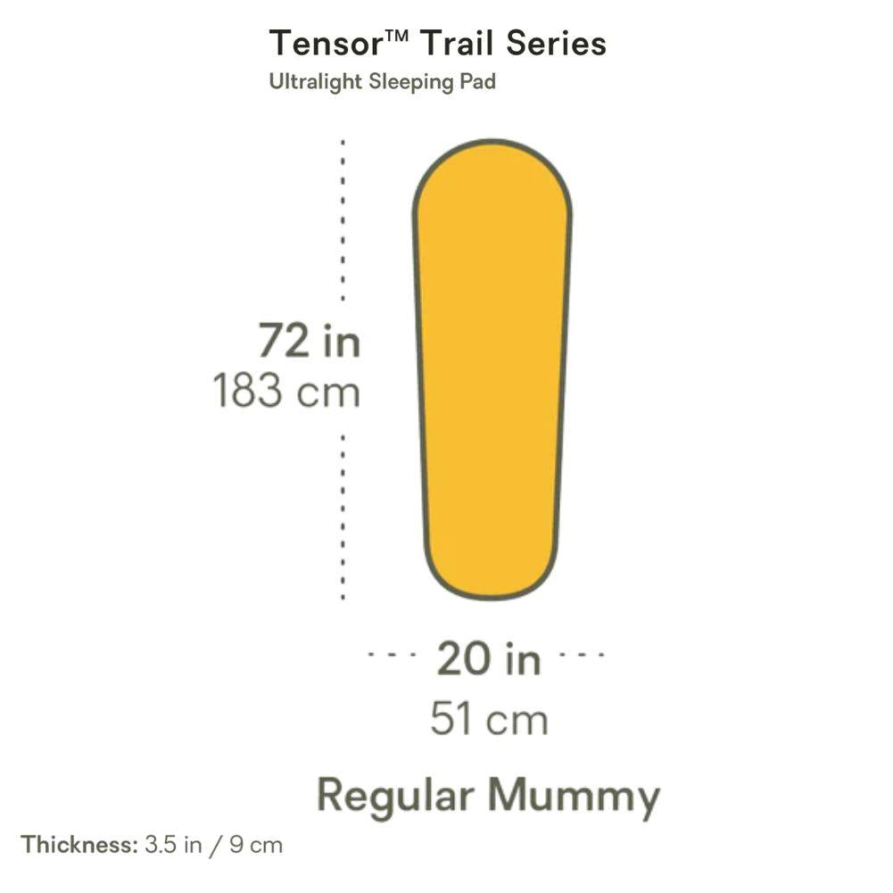 Nemo Equipment Tensor Trail Ultralight Insulated Sleeping Pad (Regular Mummy) Measurements
