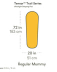 Nemo Equipment Tensor Trail Ultralight Insulated Sleeping Pad (Regular Mummy) Measurements