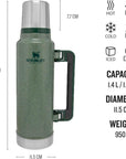 Stanley Classic Legendary Thermal 1.4L Flask (Hammertone Green)