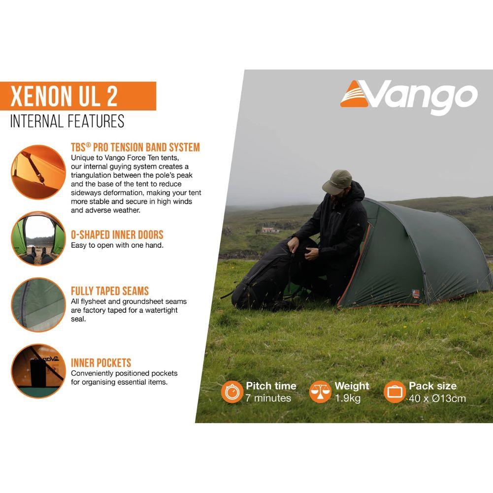 Vango F10 Xenon UL 2 2-Person Lightweight Tent (2026) (Alpine Green)