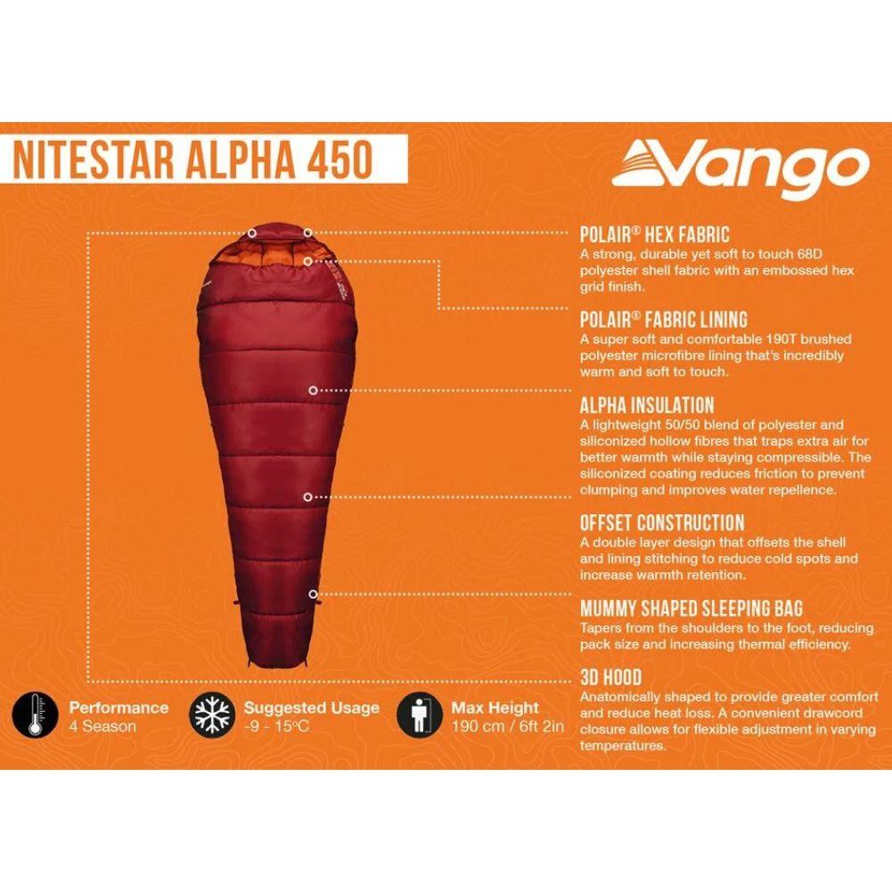 Vango Nitestar Alpha 450 Left Zip Sleeping Bag (Winery)