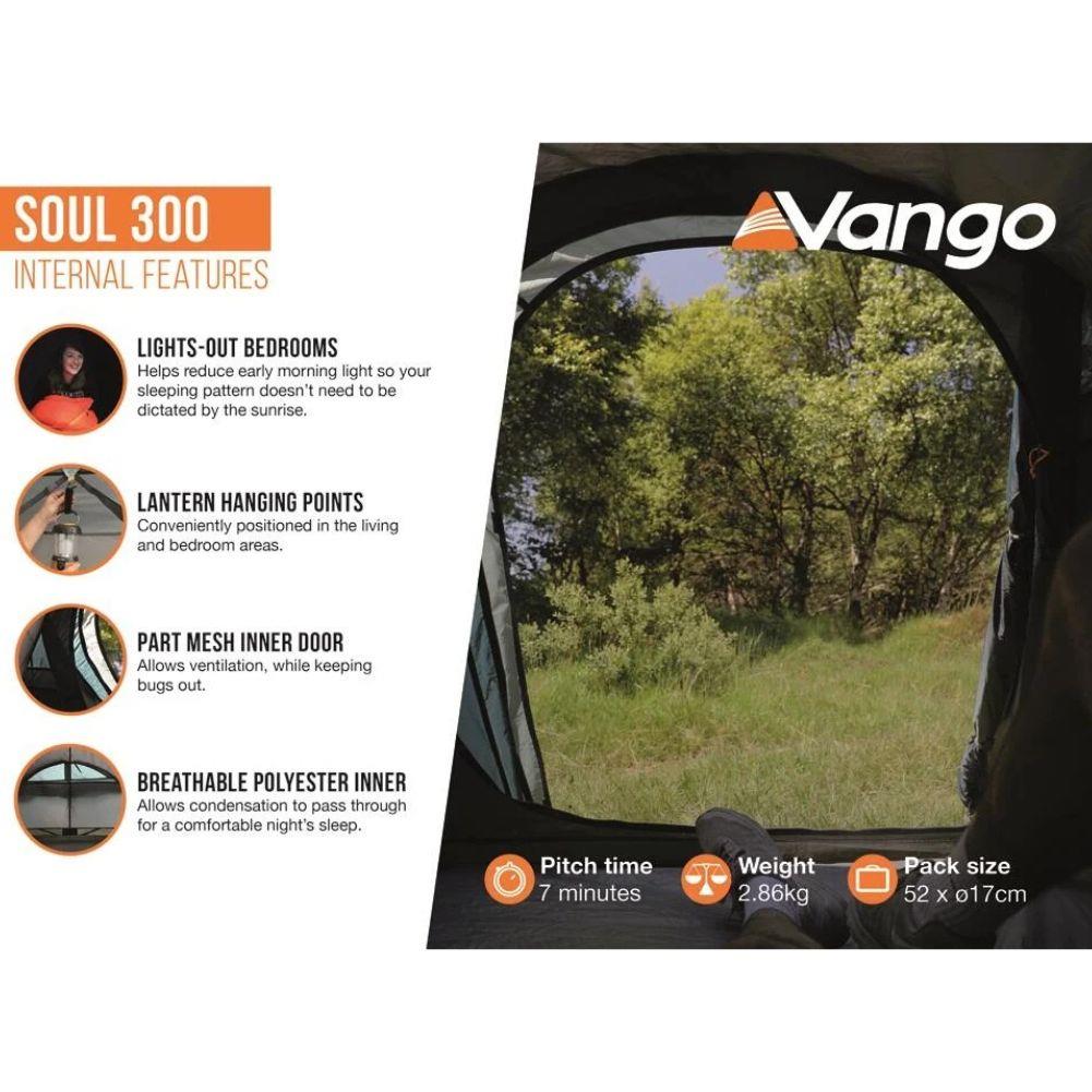 Vango Soul 300 Tent - 3 Man Tent (Peridot Green) (2025)