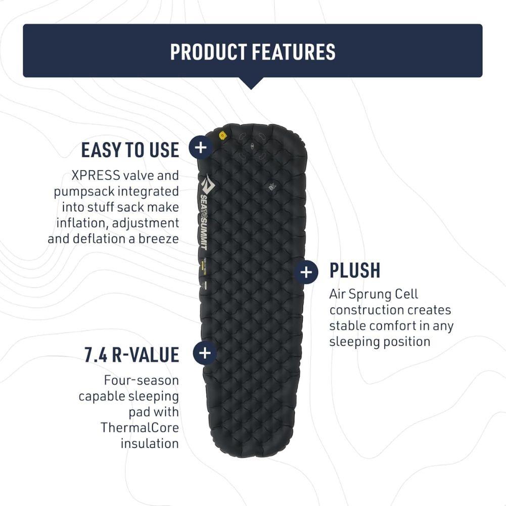 Sea To Summit Ether Light XR PRO Insulated Air Sleeping Mat - Regular (Black) features