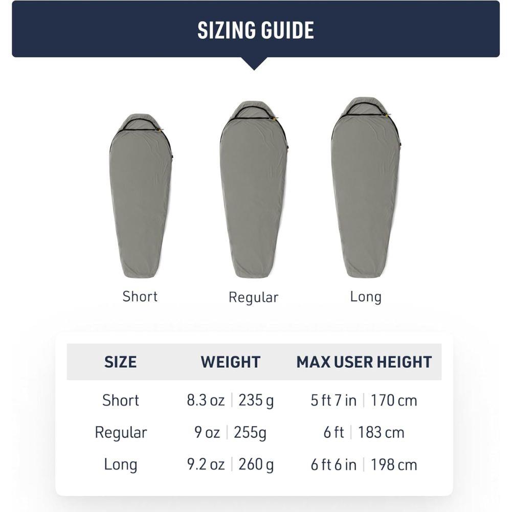 Sea To Summit Reactor Lightweight Sleeping Bag  Liner - Regular (Pewter) guide