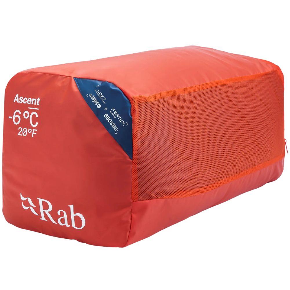 Rab Ascent Down Sleeping Bag (-6°C) - Long Wide - Left Zip (Tempest Blue/Maya Blue) box