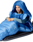 Rab Women's Ascent Down Sleeping Bag (-6°C) - Regular - Left Zip (Dark Bluebird/Bluebird) sitting
