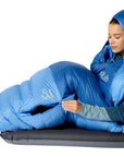 Rab Women's Ascent Down Sleeping Bag (-12°C) - Regular - Left Zip (Dark Bluebird/Bluebird) open zip
