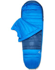 Rab Ascent Down Sleeping Bag (-18°C) - Regular - Left Zip (Tempest Blue/Maya Blue) open
