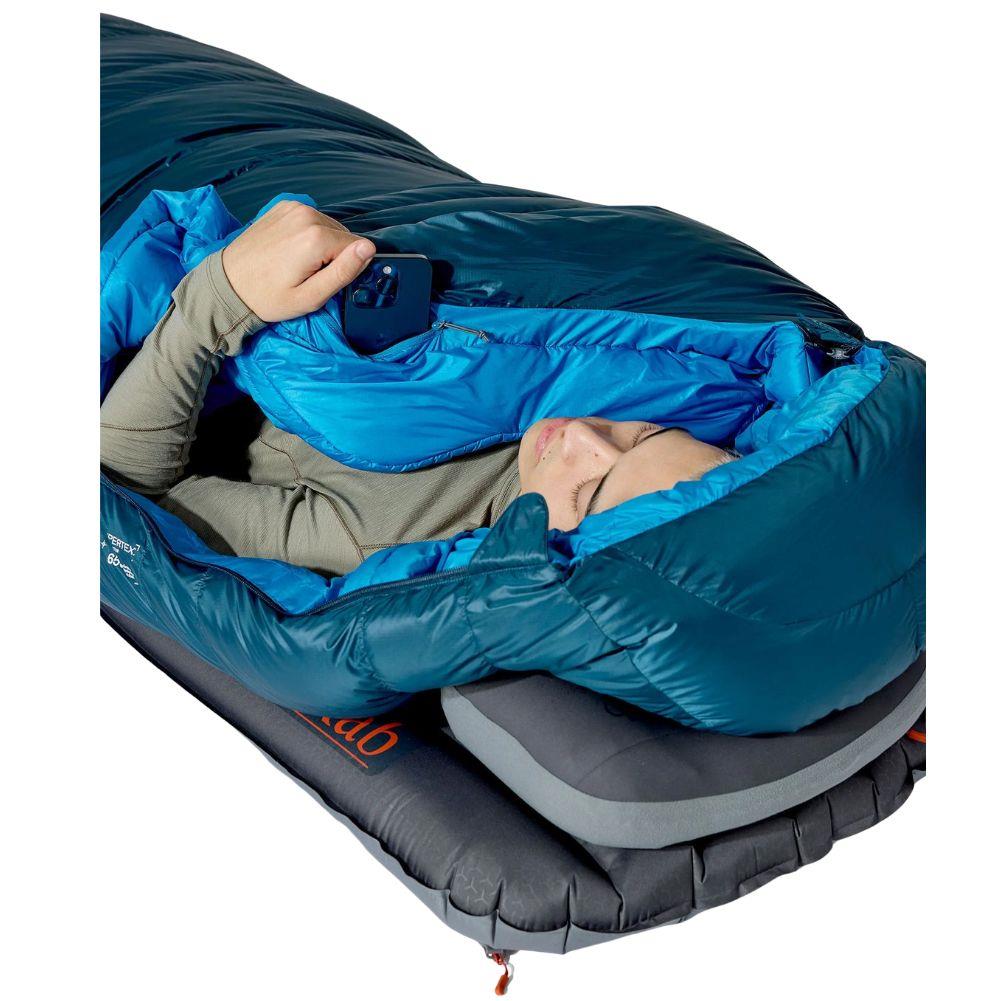 Rab Ascent Down Sleeping Bag (-18°C) - Regular - Left Zip (Tempest Blue/Maya Blue)