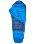 Rab Ascent Down Sleeping Bag (-24°C) - Regular - Left Zip (Tempest Blue/Maya Blue) open