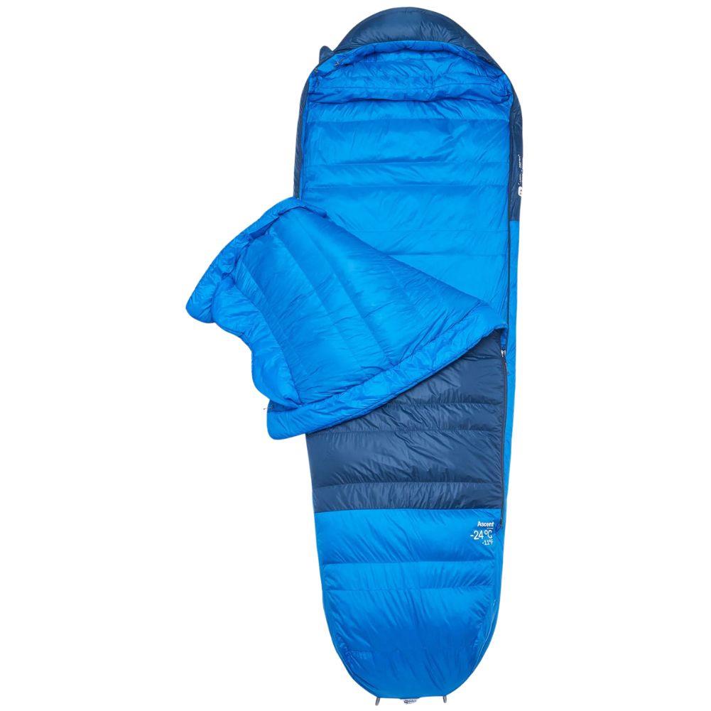 Rab Ascent Down Sleeping Bag (-24°C) - Regular - Left Zip (Tempest Blue/Maya Blue) sec open