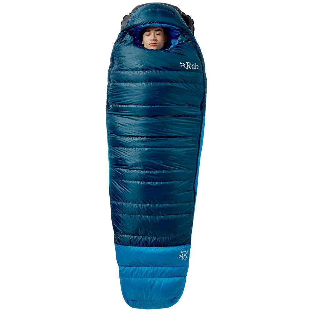 Rab Ascent Down Sleeping Bag (-24°C) - Regular - Left Zip (Tempest Blue/Maya Blue) sleep