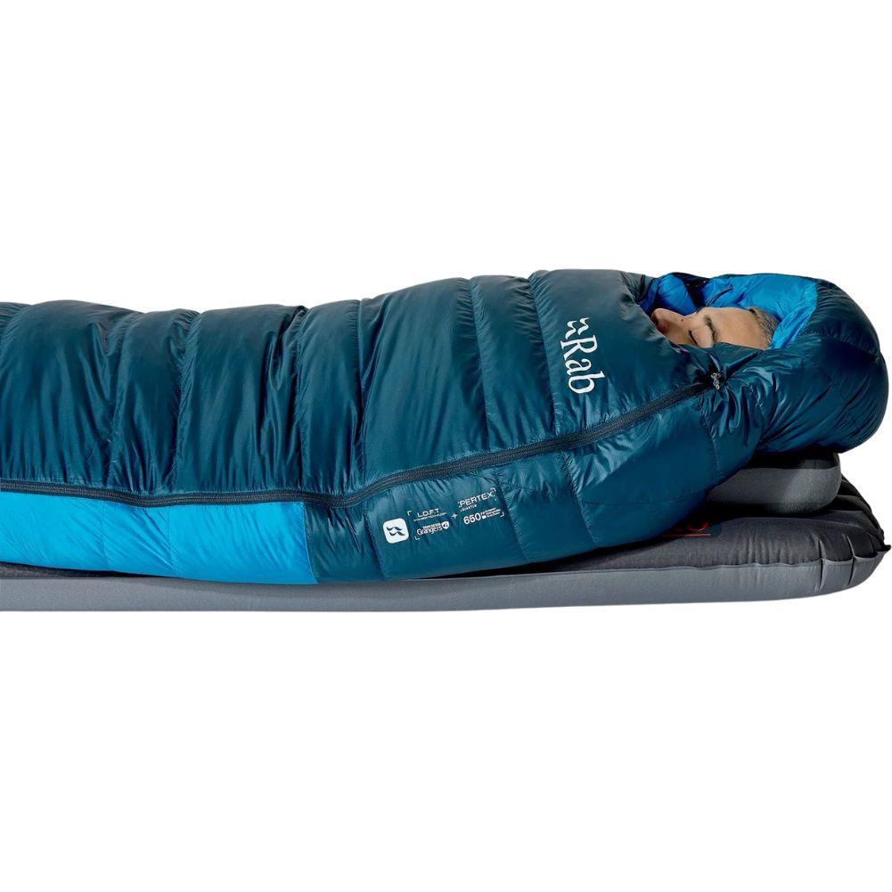 Rab Ascent Down Sleeping Bag (-24°C) - Regular - Left Zip (Tempest Blue/Maya Blue)
