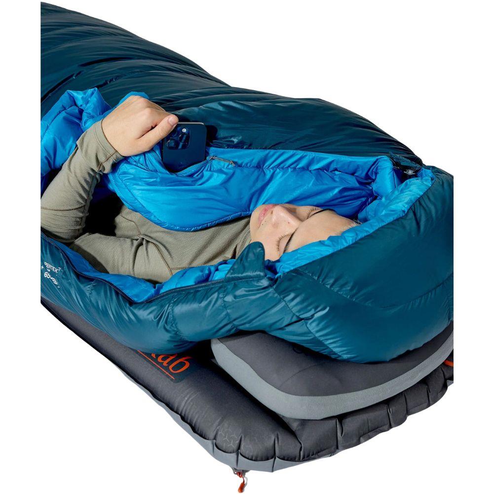 Rab Ascent Down Sleeping Bag (-24°C) - Regular - Left Zip (Tempest Blue/Maya Blue)