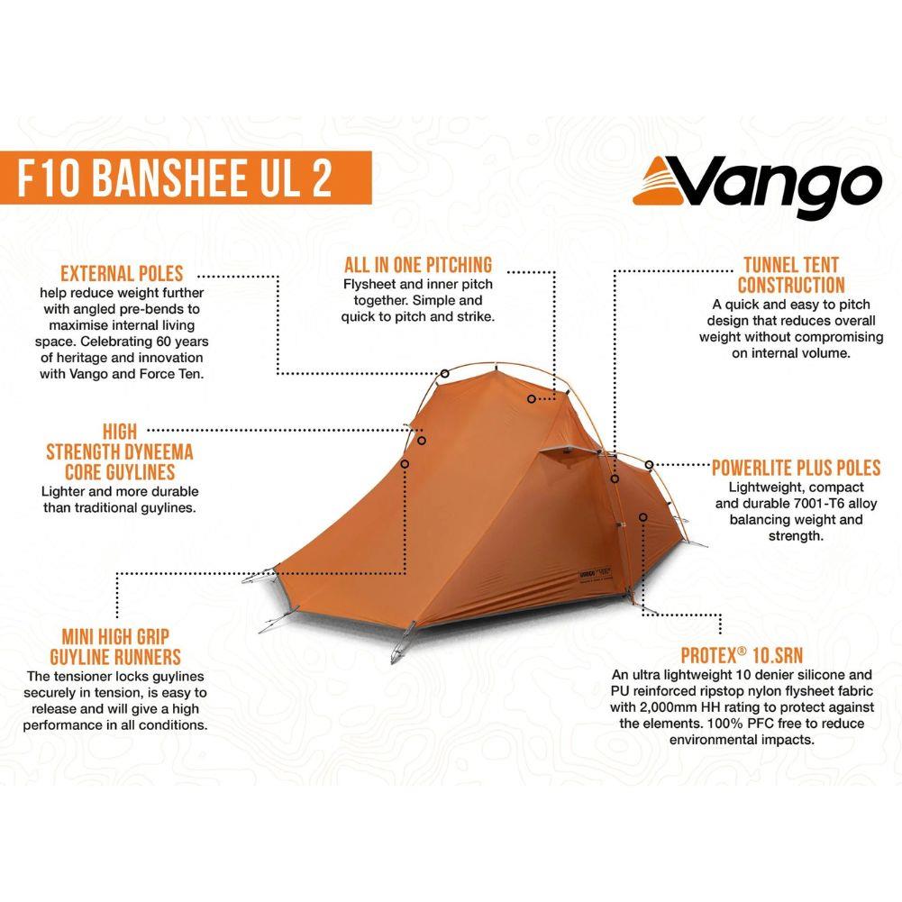 Force Ten (F10) Banshee UL2 - 2 Man Tent (Burnt Orange) info