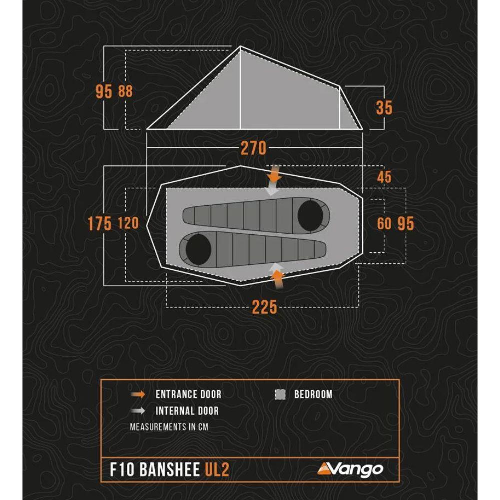 Force Ten (F10) Banshee UL2 - 2 Man Tent (Burnt Orange) diagram
