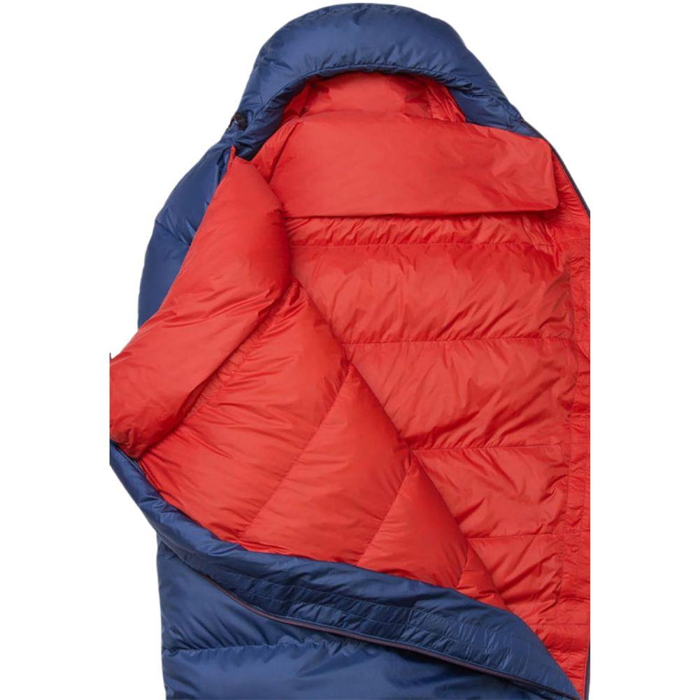 Mountain Equipment Classic Eco 500 Regular Down Sleeping Bag - Left Zip (Dusk) open