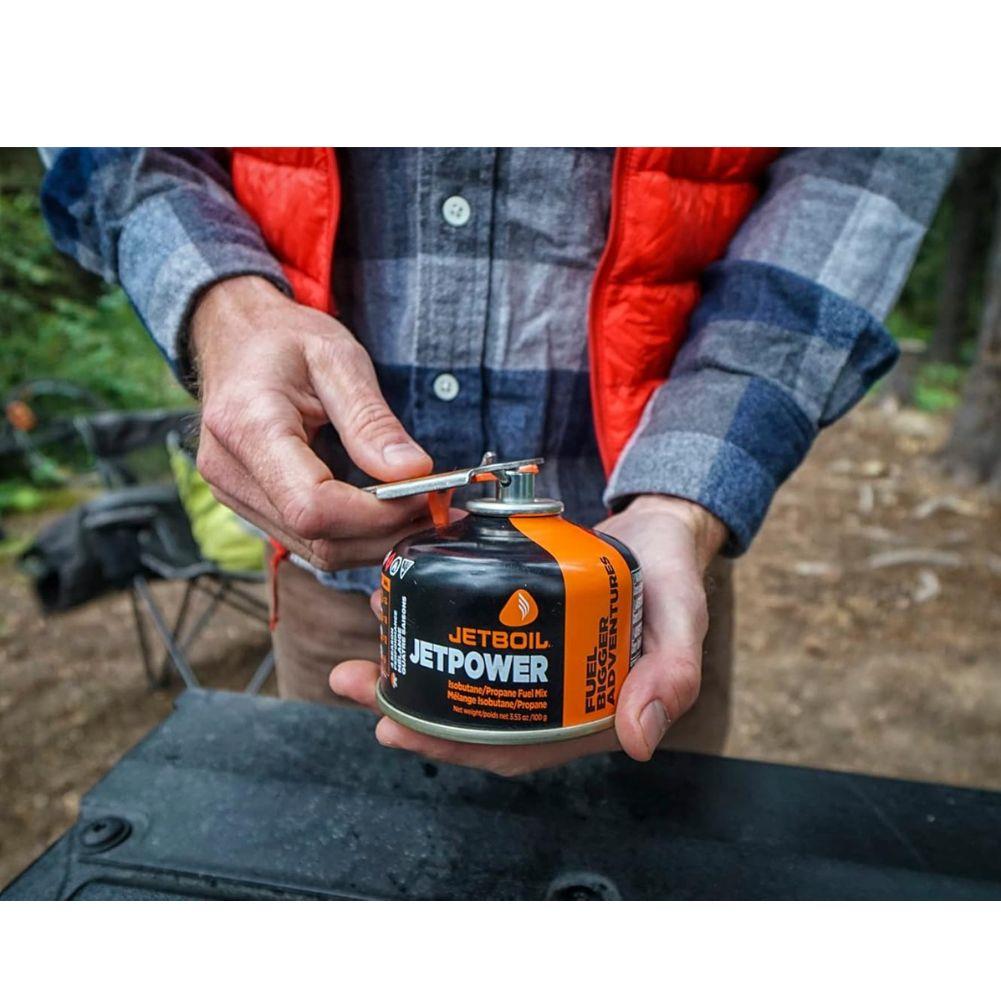 Jetboil JetPower Fuel 100g Gas Canister hand