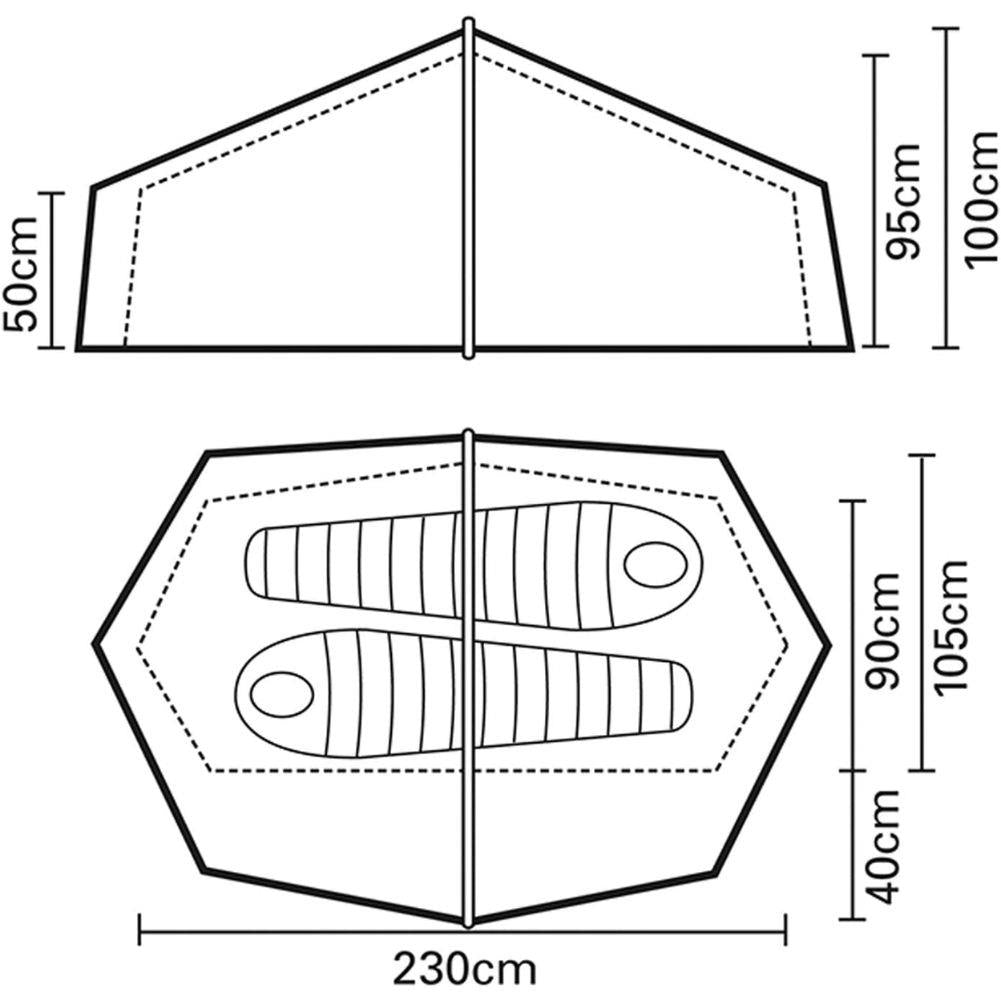 Terra Nova Laser Compact 2 Tent - 2 Man Lightweight Tent (2023) measurements