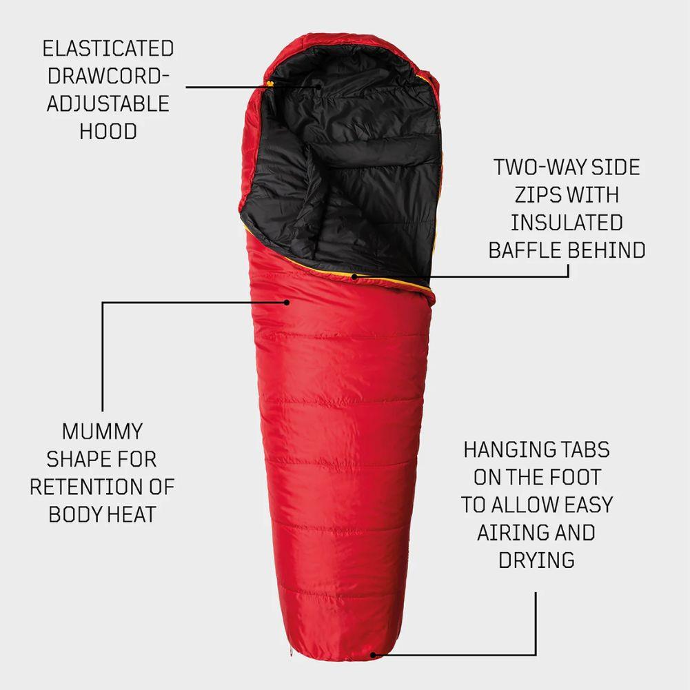 Snugpak Basecamp Sleeping Bag WGTE - Left Zip (Ruby Red) info
