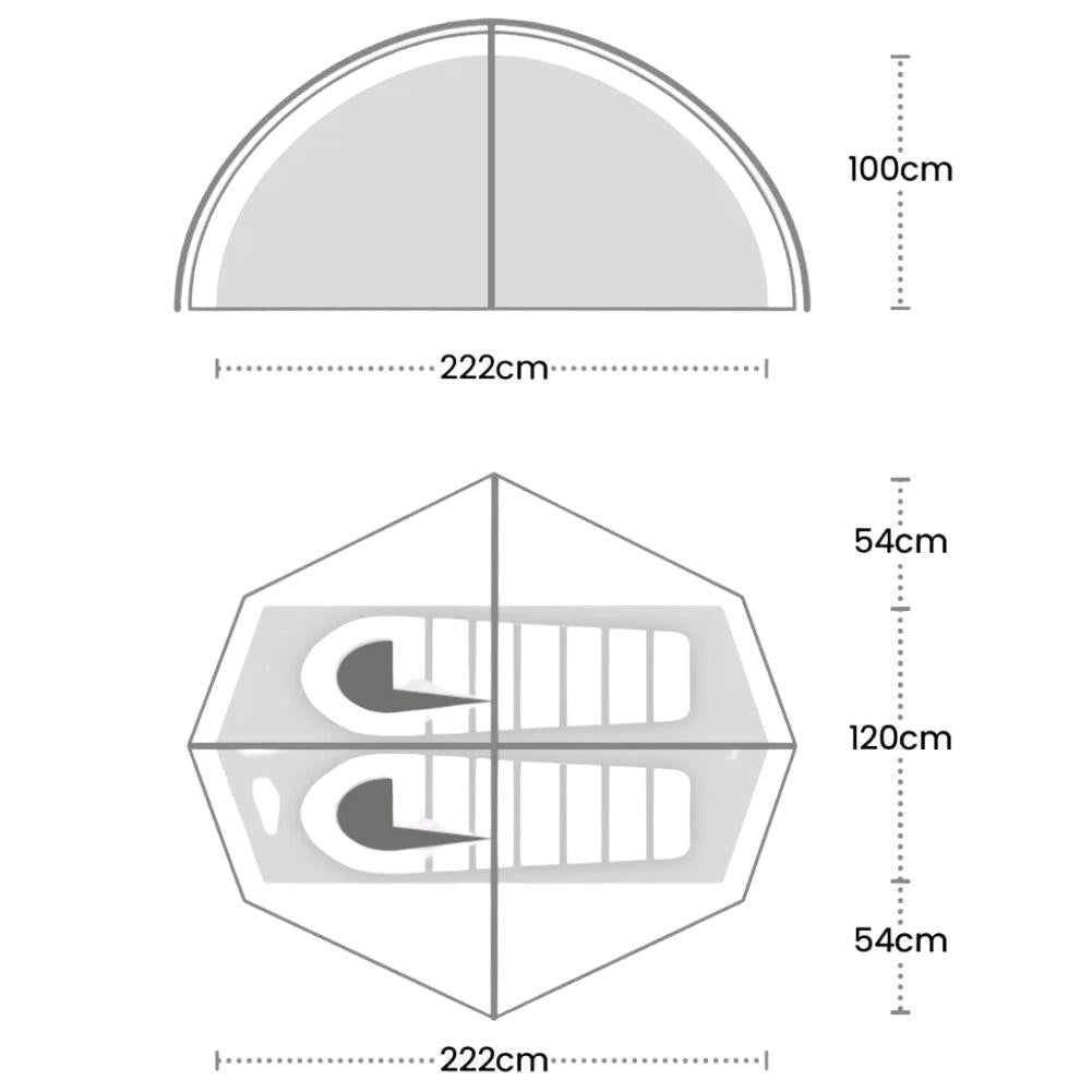 Wild Country Helm Compact 2 Tent + Helm Compact 2 Footprint + Free 10x Aluminium Alloy V-Angle Peg Measurments
