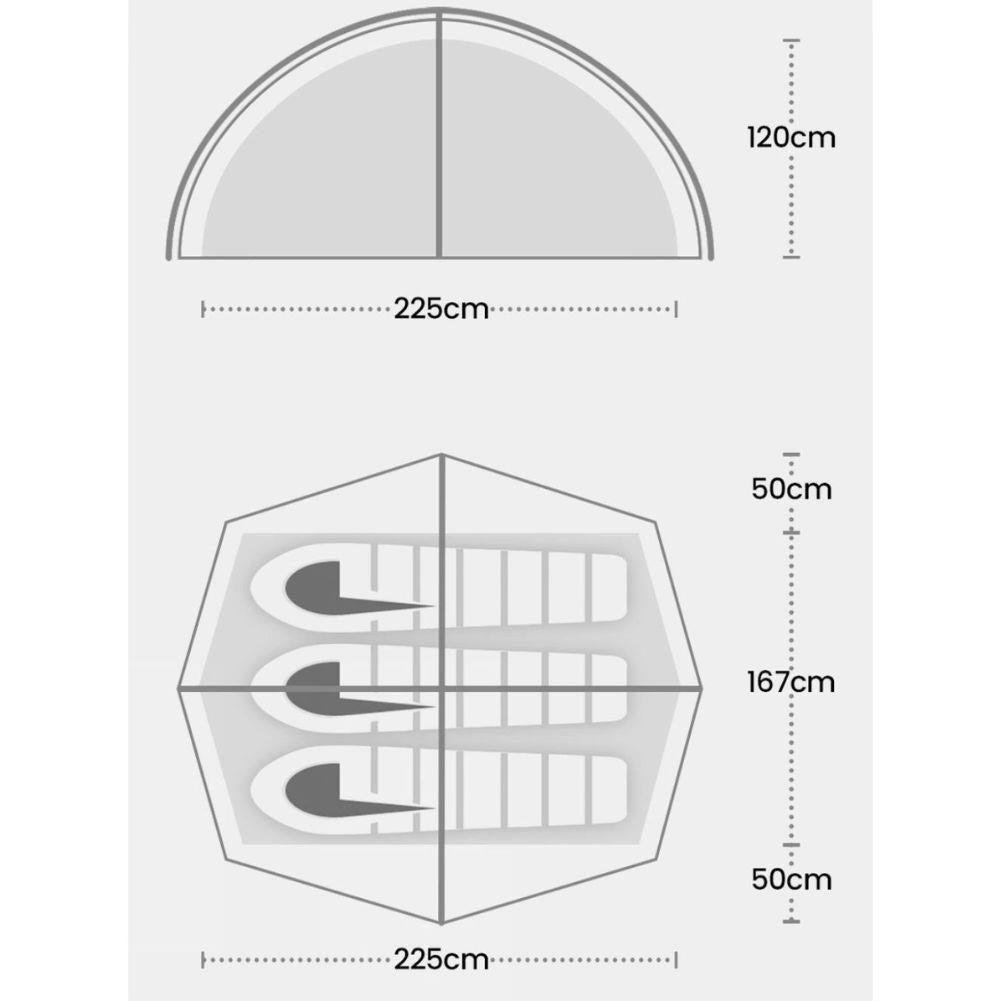 Wild Country Helm Compact 3 Tent + Helm Compact 3 Footprint + Aluminium Alloy V-Angle Peg (10 Pack) Measurements