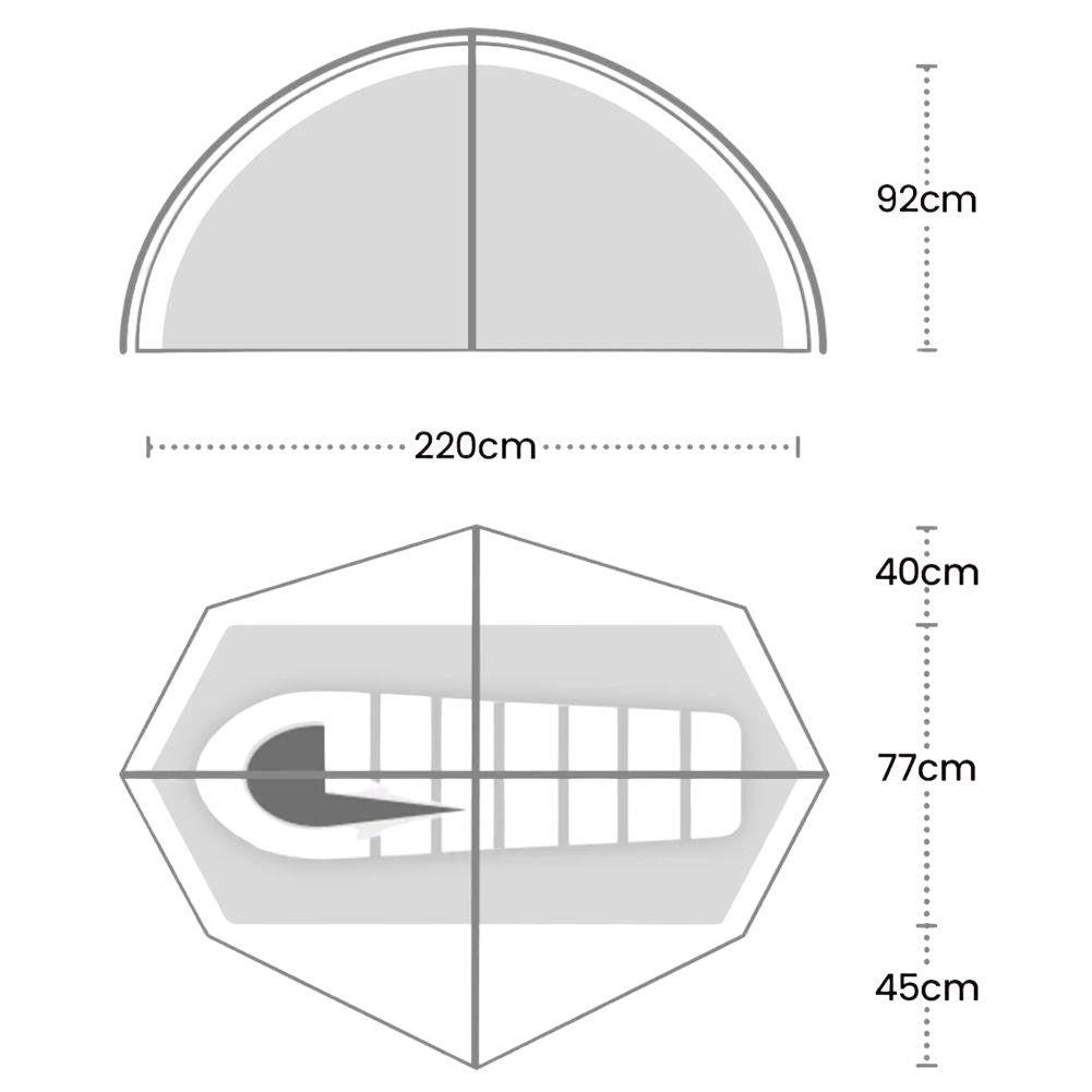 Wild Country Helm Elite 1 Tent + Helm Compact 1 Footprint + Free Wild Country Aluminium Alloy V-Angle Peg (10 Pack) Measurements