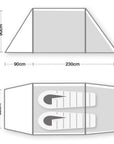Wild Country Hoolie Compact 2 Tent + Hoolie Compact 2 Footprint + Free Wild Country Aluminium Alloy V-Angle Peg (10 Pack) Measurement