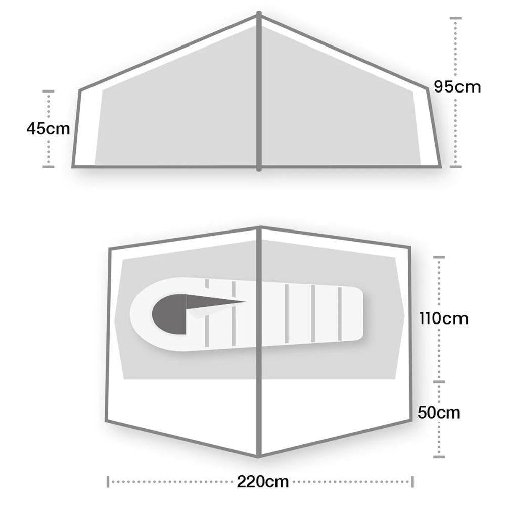 Wild Country Norte Compact 1 Tent + Norte Compact 1 Footprint + Free Wild Country Aluminium Alloy V-Angle Peg (10 Pack) Measurements 