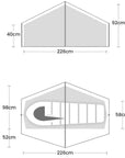 Terra Nova Laser Lite 1 Tent + Terra Nova Laser Lite 1 Tent Footprint + Free Wild Country Aluminium Alloy V-Angle Peg (10 Pack) Measurements