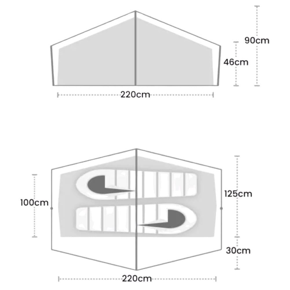 Terra Nova Laser Lite 2 Tent + Terra Nova Laser Lite 2 Tent Footprint + Free Wild Country Aluminium Alloy V-Angle Peg (10 Pack) Size