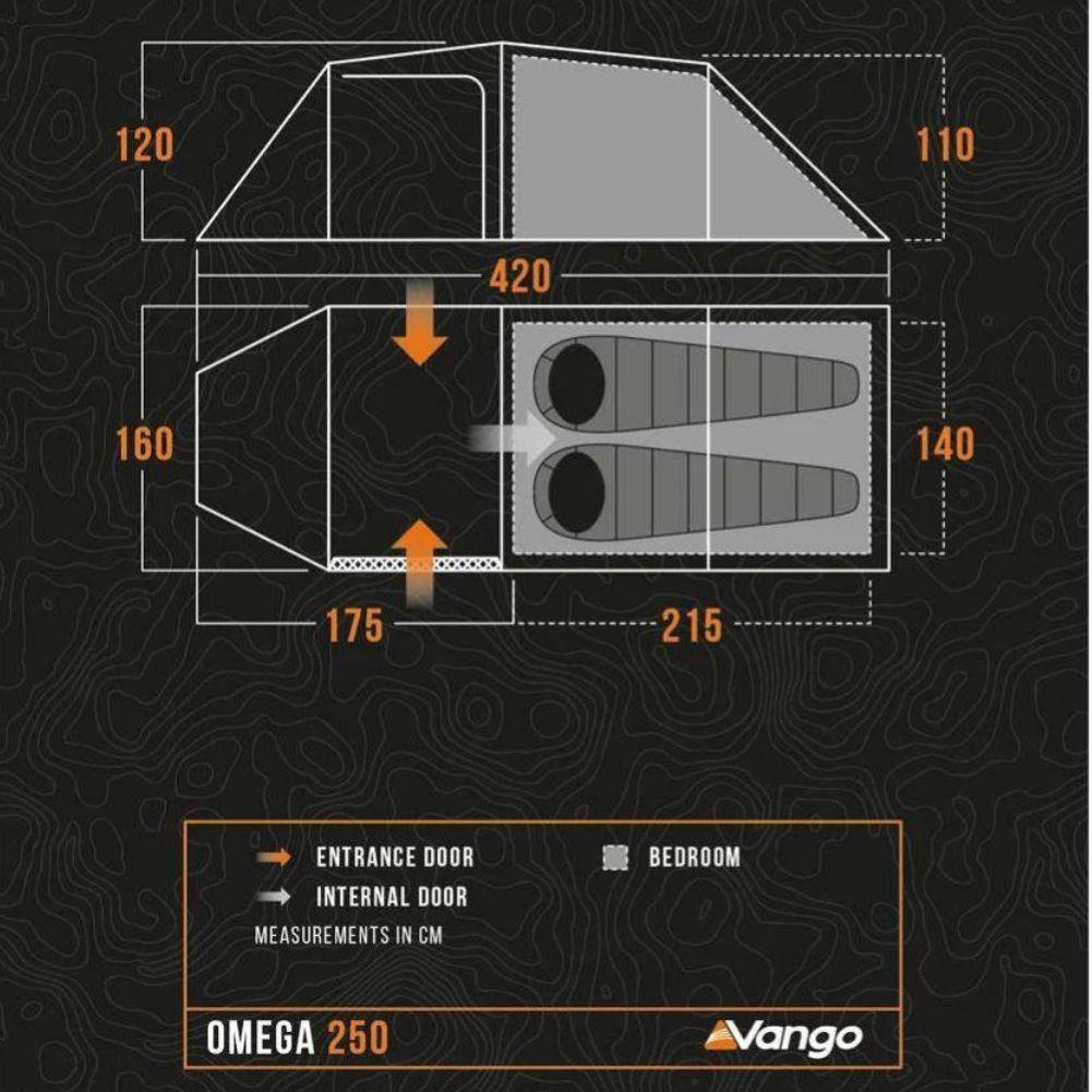 Vango Omega 250 Eco Tent + Vango Omega 250 Groundsheet Protector - GP526 Size