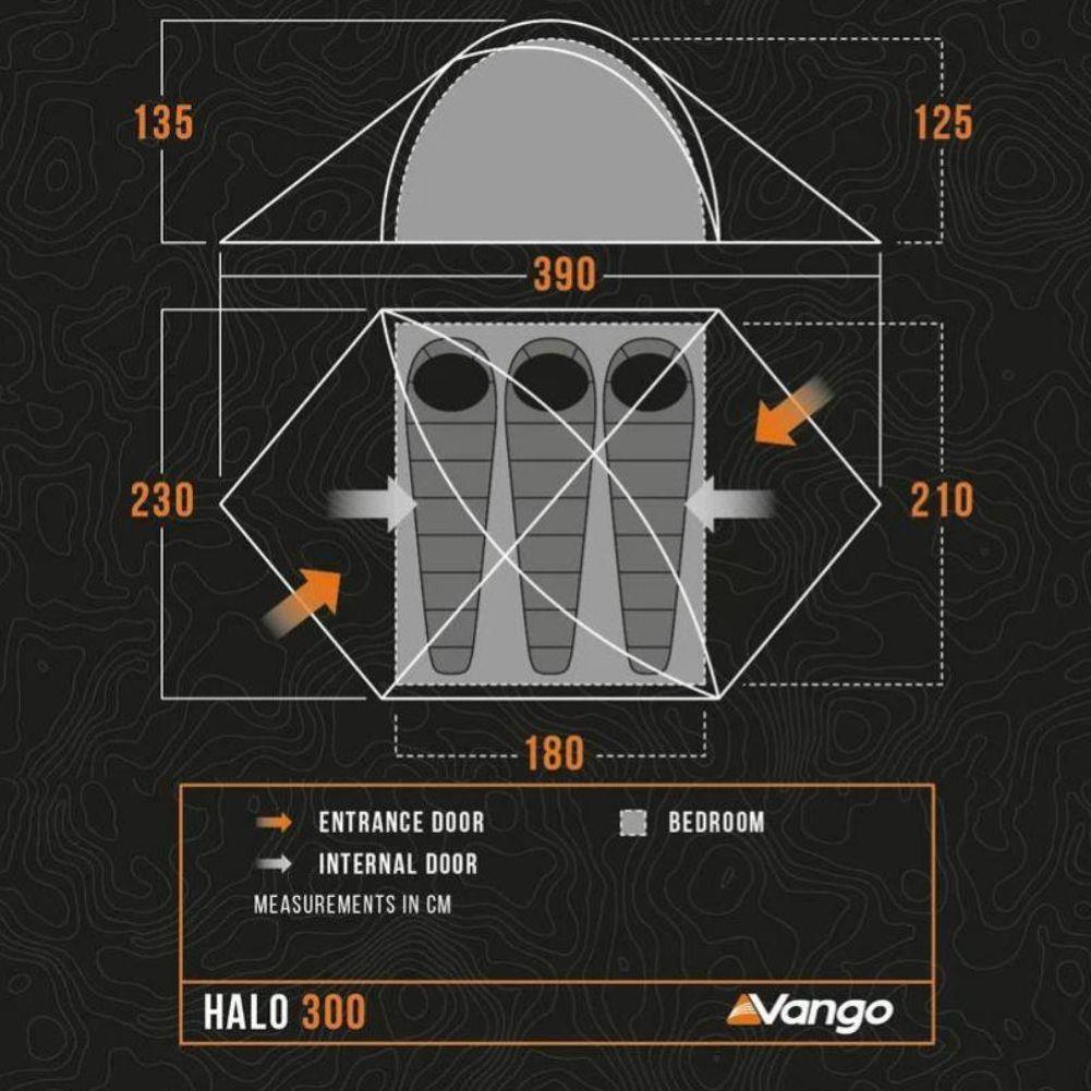 Vango Halo 300 Tent + Vango Halo 300 Groundsheet Protector - GP519 Sizes