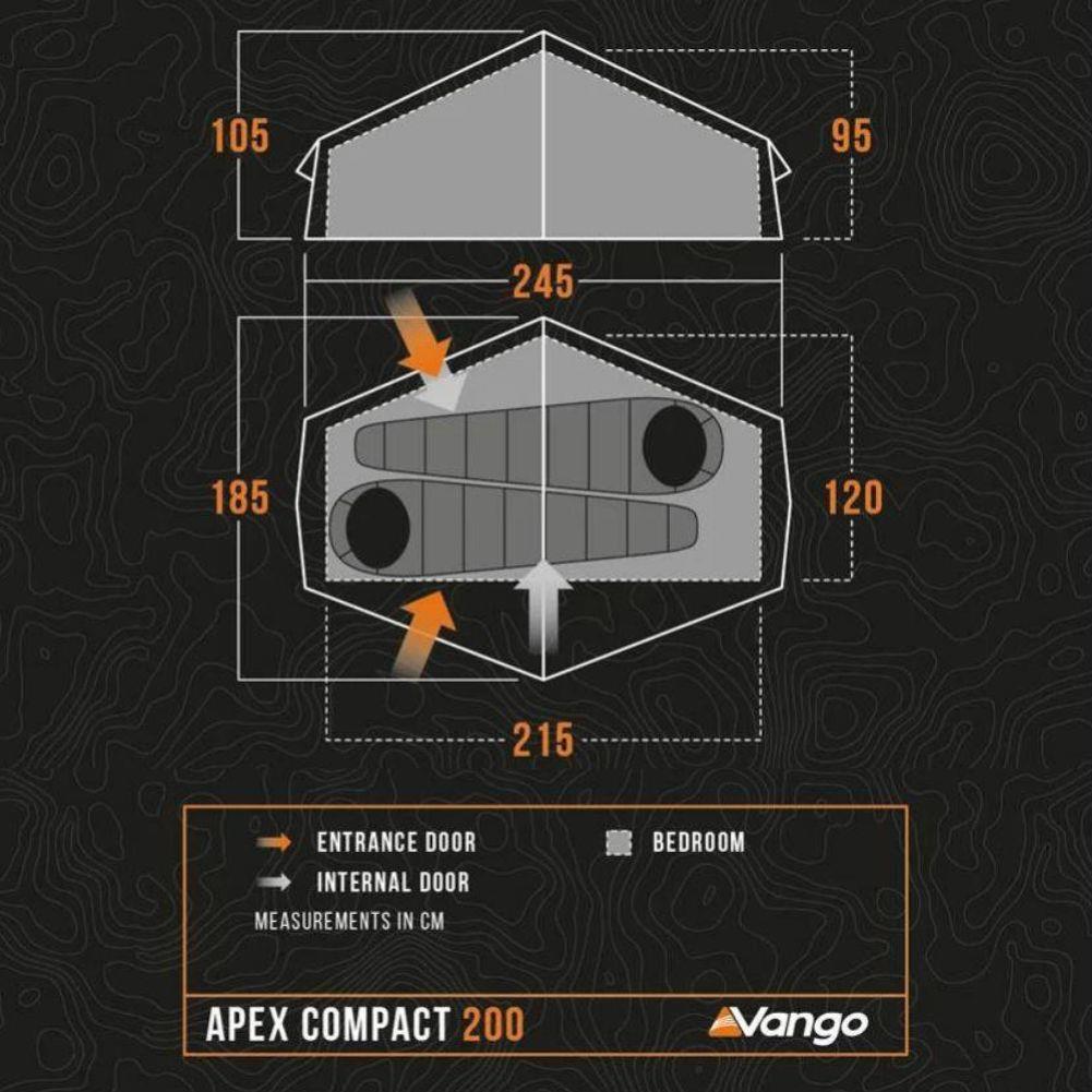 Vango Apex Compact 200 Tent + Vango Apex Compact 200 Groundsheet Protector Size