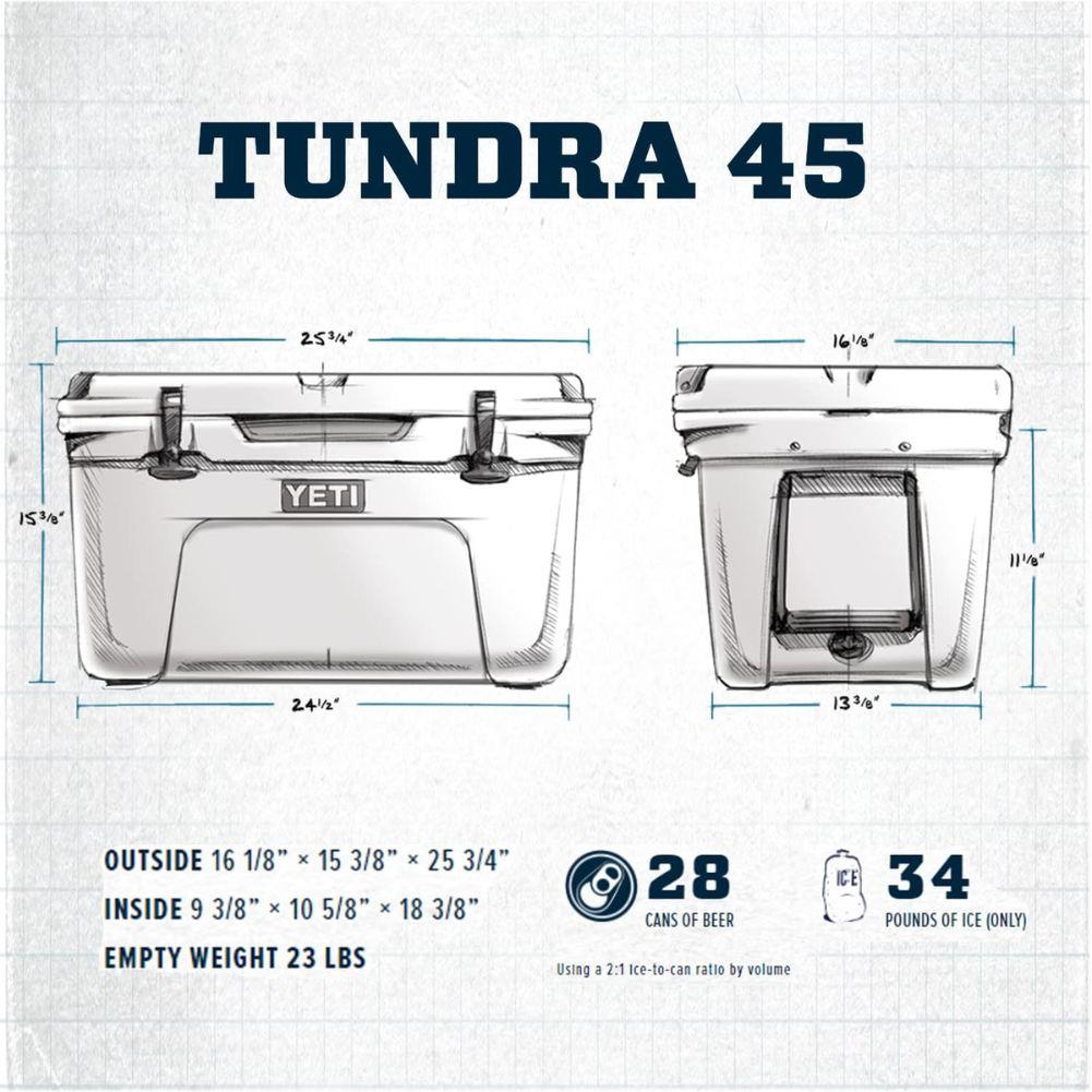 Yeti Tundra 45 Cool Box (King Crab) sizes