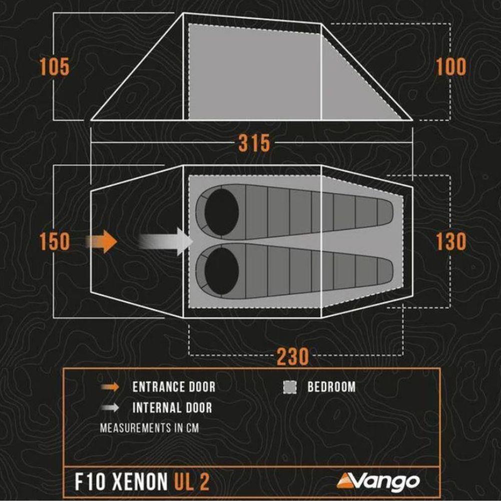 Vango F10 Xenon UL 2 Tent + Force Ten (F10) Xenon UL 2 Groundsheet Protector - GP515 Size