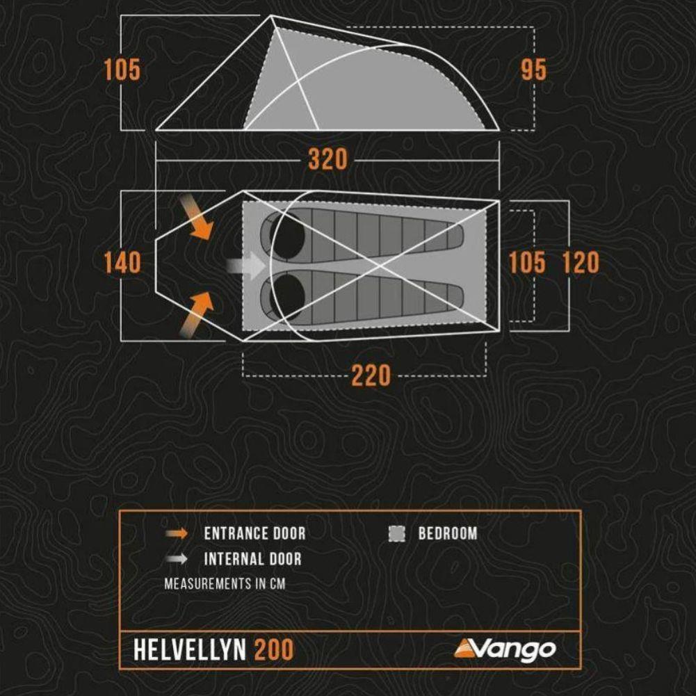 Vango Helvellyn 200 Trekking Tent + Vango Helvellyn 200 Groundsheet Protector - GP520 Size