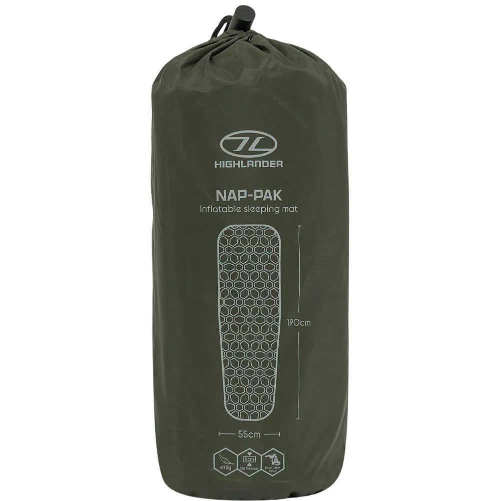 Highlander Nap-Pak Inflatable Sleeping Mat (Olive Green) bag