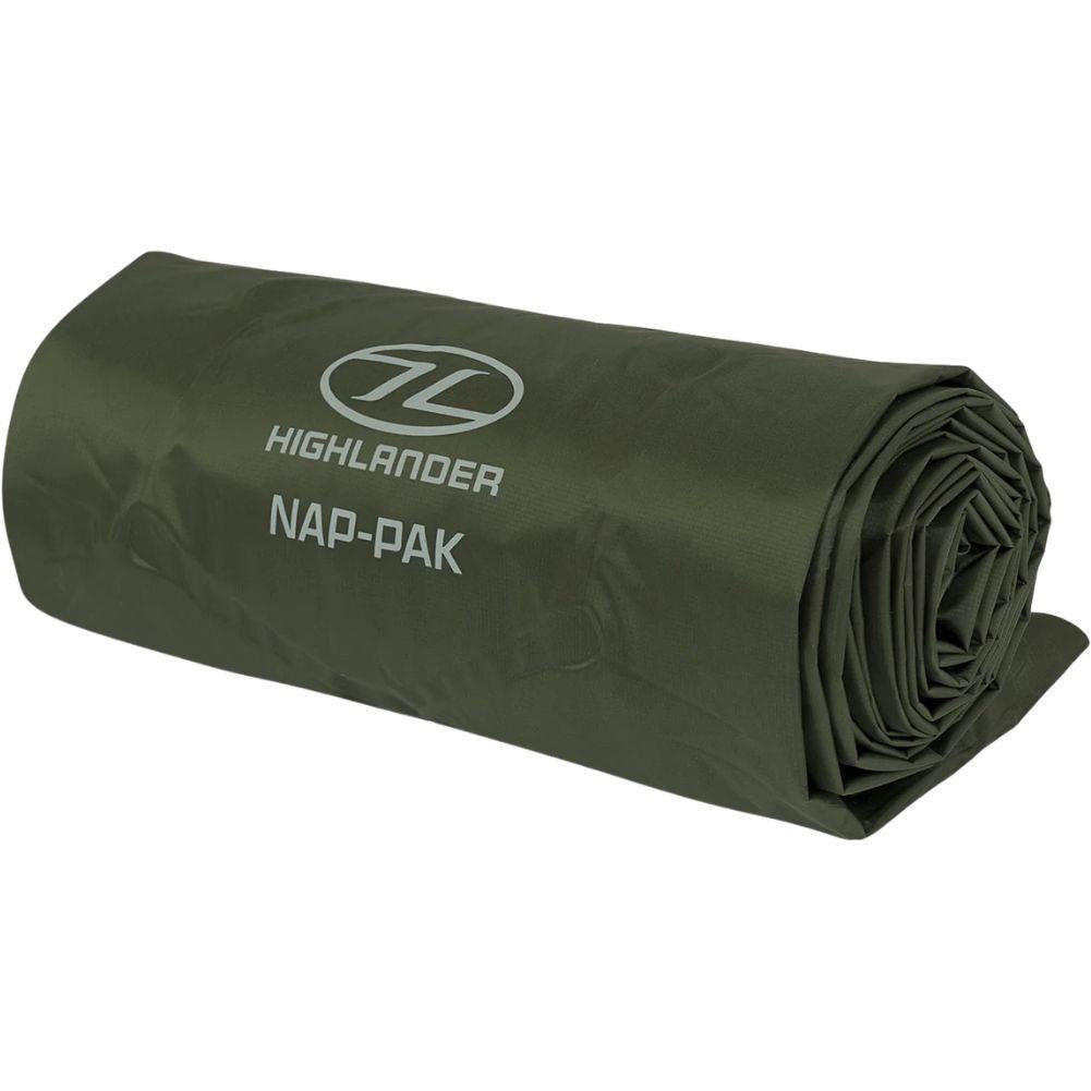 Highlander Nap-Pak Inflatable Sleeping Mat (Olive Green) roll